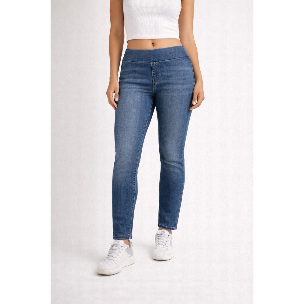 Soft Surroundings Jeans Women's 8 Pull On High Rise Skinny Blue Stretch Denim